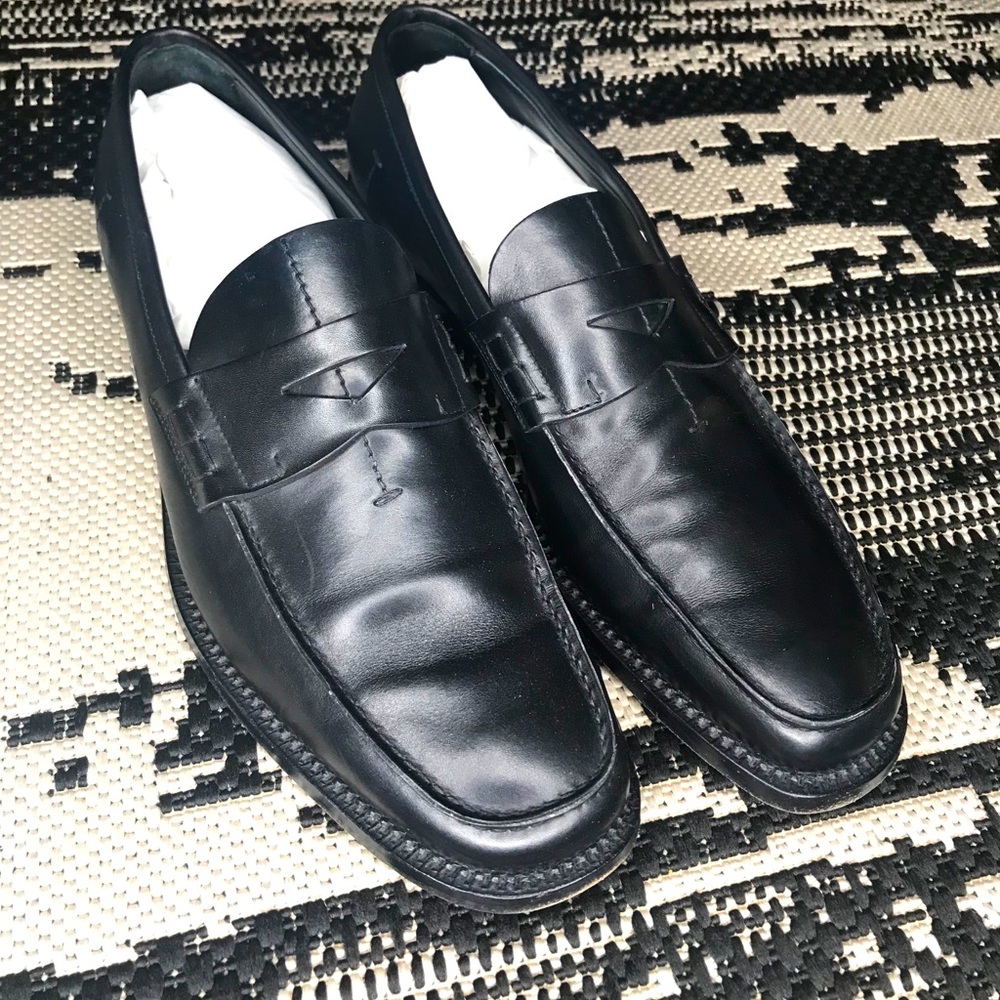 Authentic PRADA BLACK LEATHER LOAFERS SIZE 11.5